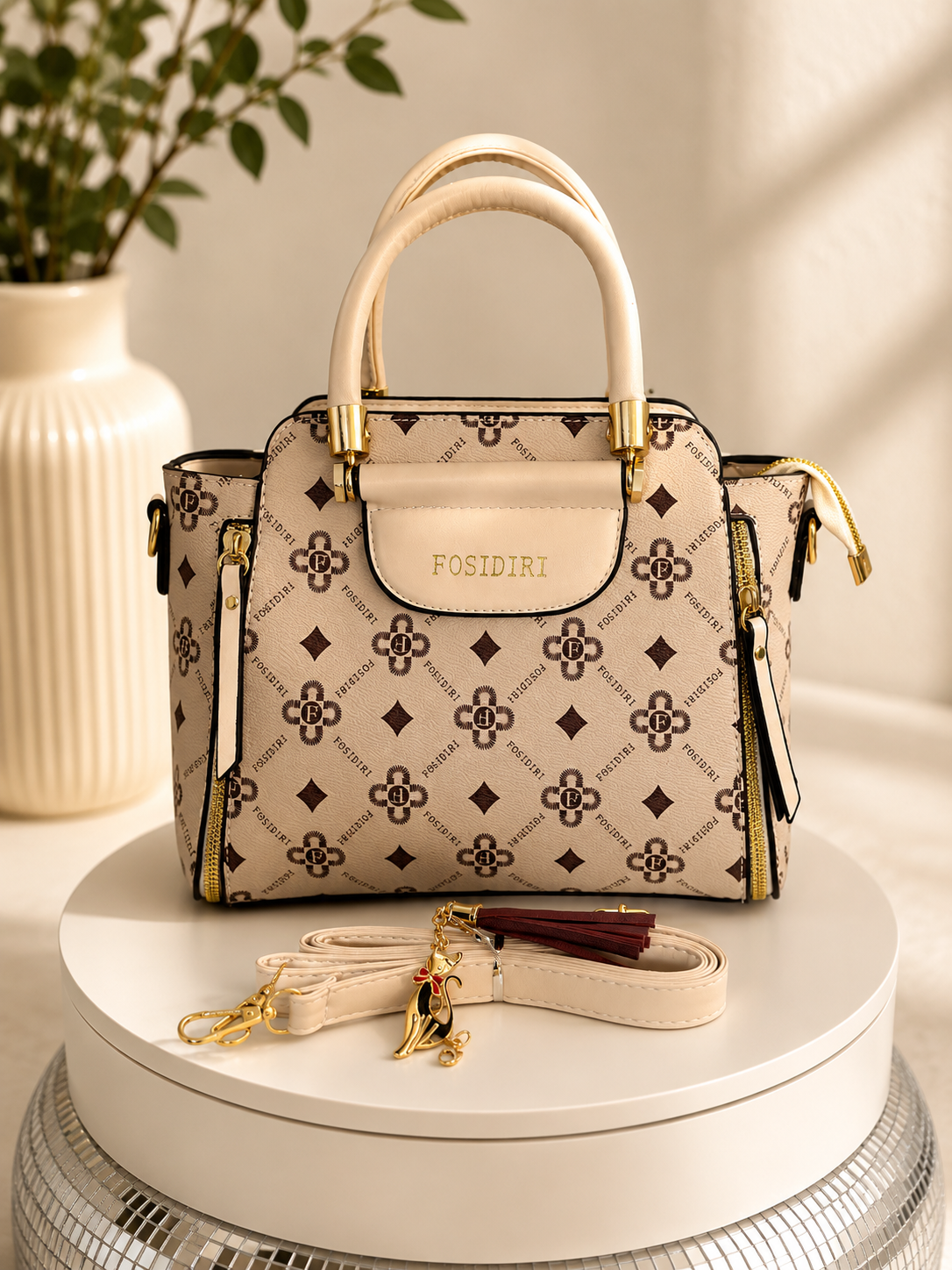Luxury Beige Monogram Handbag
