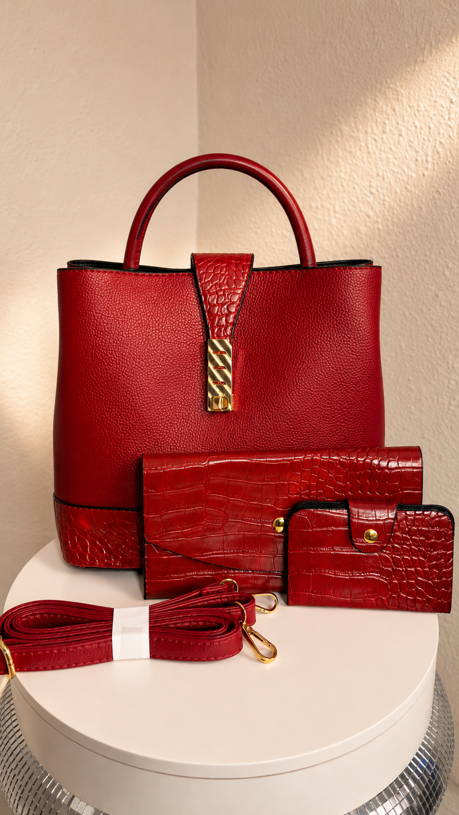 Luxury Croc-Embossed Handbag Set