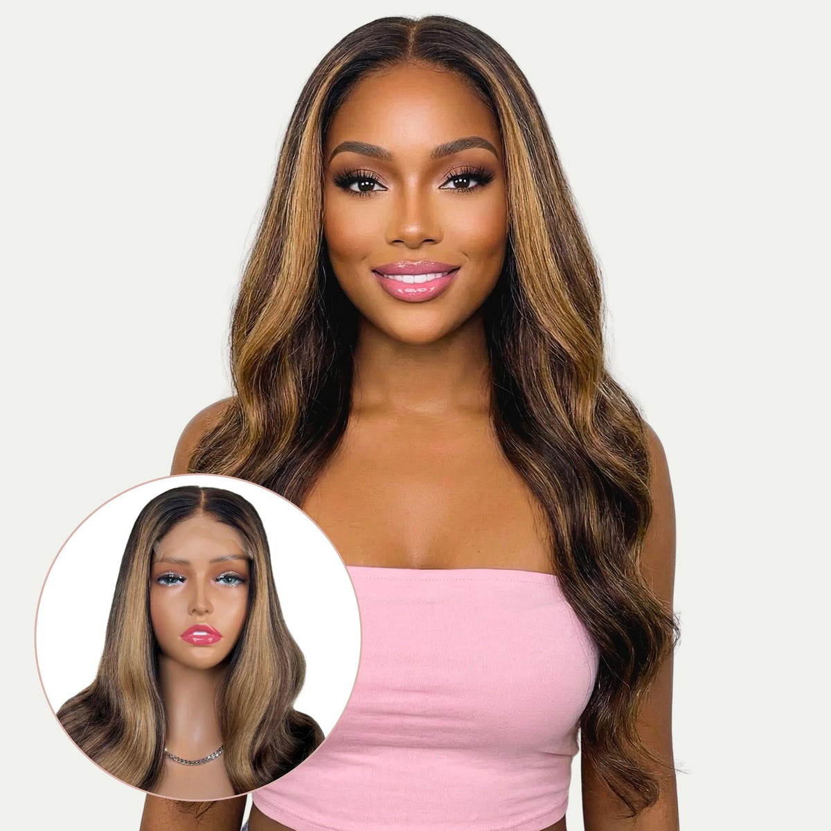 5x5 HD Glueless Wig – Honey Blonde Highlight – 100% Human Hair