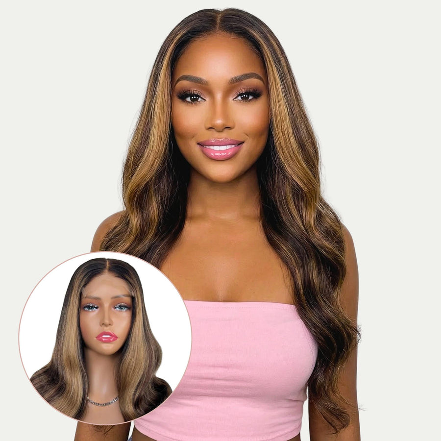 5x5 HD Glueless Wig – Honey Blonde Highlight – 100% Human Hair